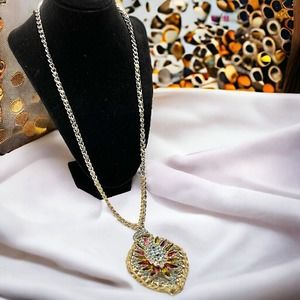 Ann Taylor Loft Rhinestones, Crystals, Mixed Media Pendant Necklace!